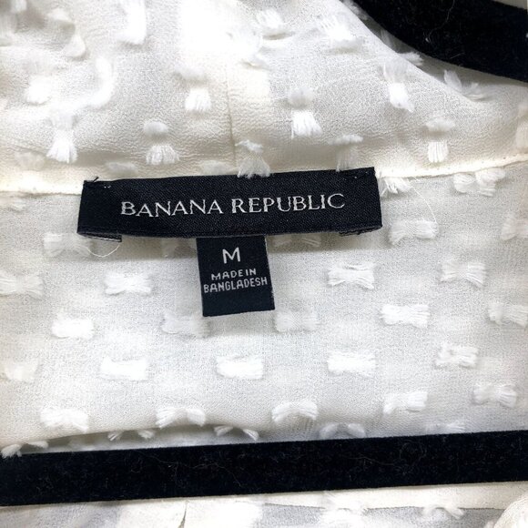 Banana Republic Long Sleev Blouse Womens M Ivory Tie Neck Chiffon Swiss Dot - Picture 5 of 8